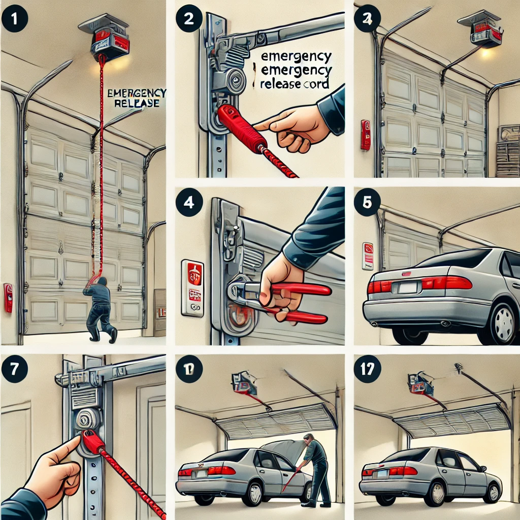 how to open garage door manually from inside